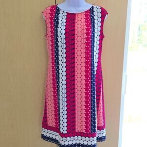 Donna Morgan Knee Length Dress Size 8‎ Pink, Navy & White